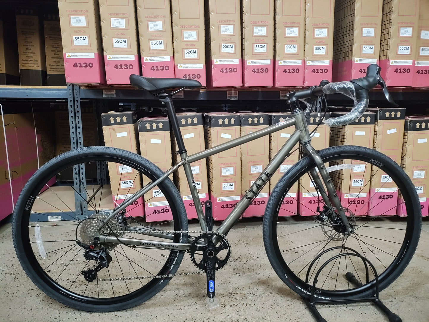 #1187 - 4130 All-Road | "Raw Phosphate" (X-Small 43cm, Drop Bars, 700c, Like-New Condition)