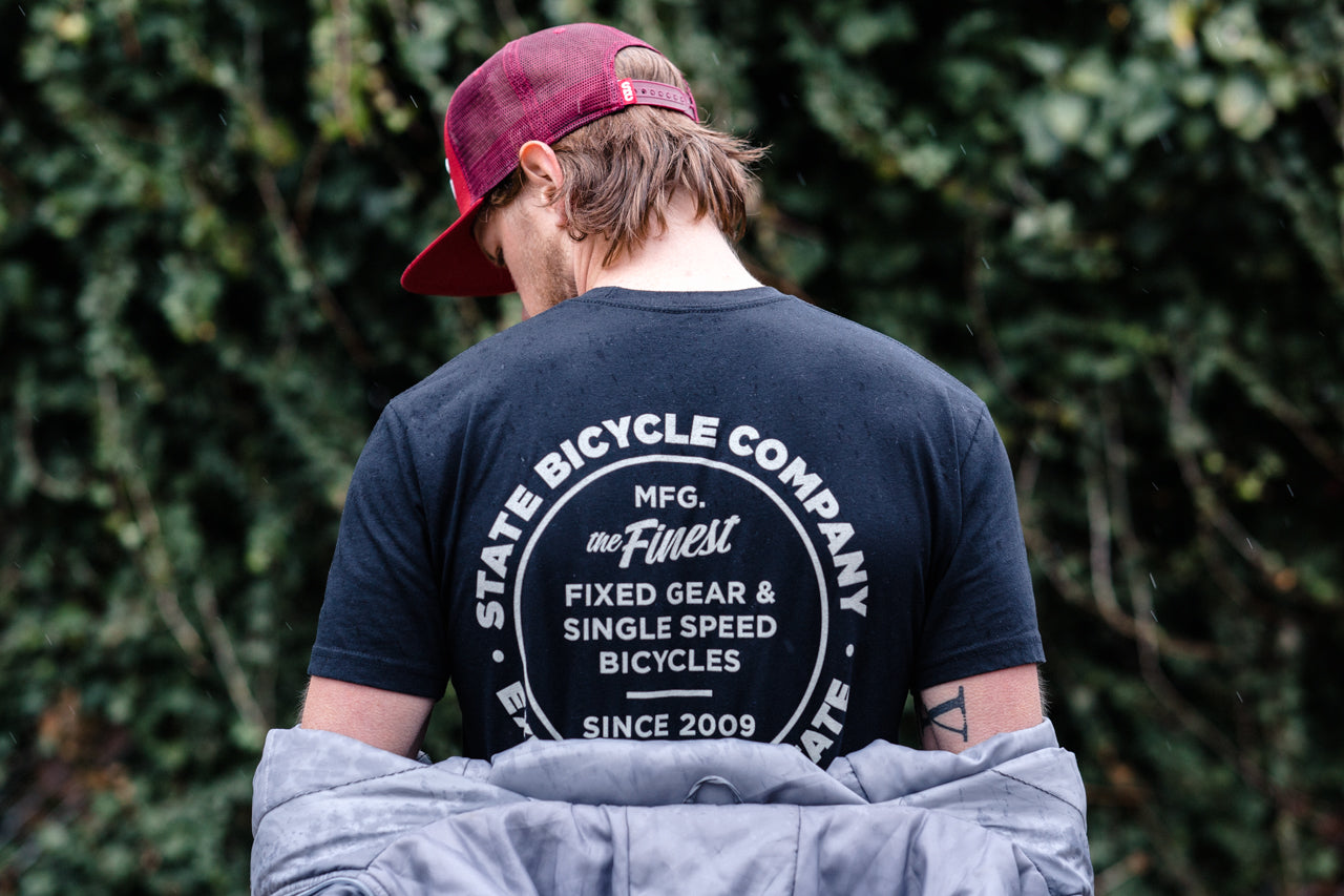 State Bicycle Co. - "Manufacturing The Finest" - Premium T-Shirt (Black / Off-White)