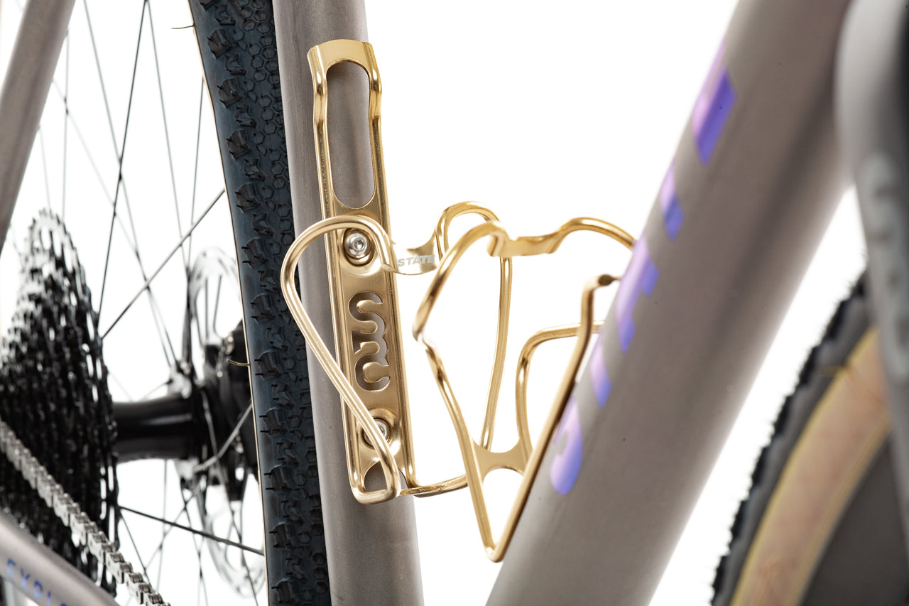 State Bicycle Co. Monogram 6061 Aluminum Anodized Bottle Cage - Brass